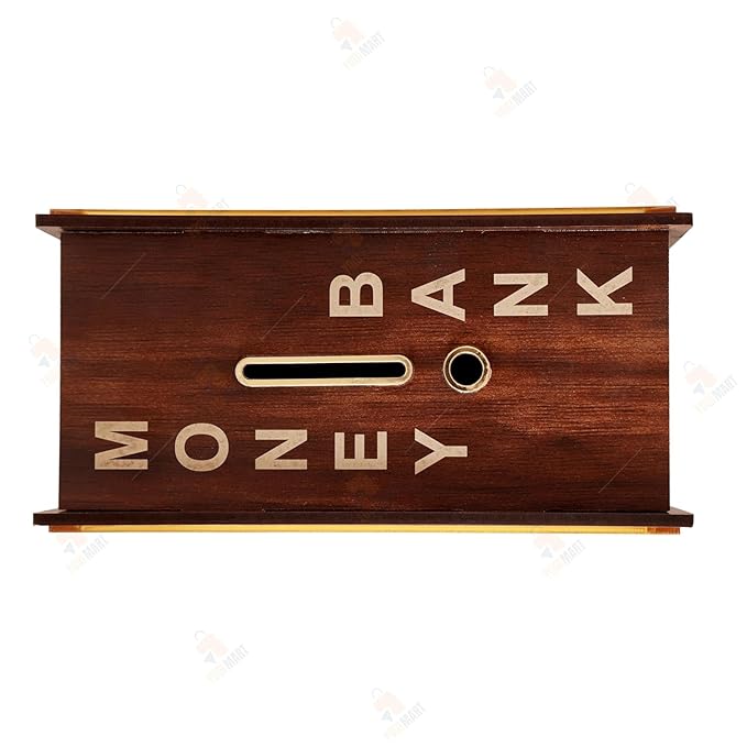 deevudi Money Saving Box for Adults 100000 | Wooden Piggy Bank with Amount Goal | Cash & Coin Storage | Smart Savings Box for Kids & Adults | Carved Design Donation Saver | 1 Lakh Saving Box